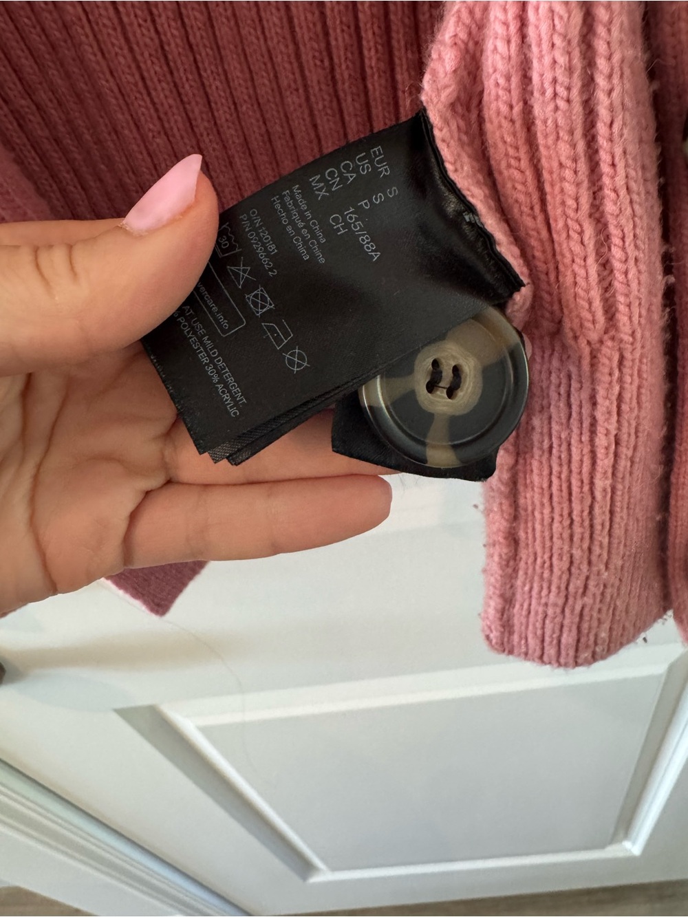H&M Dusty Rose Ribbed Button-Front Cardigan - Picture 4 of 4